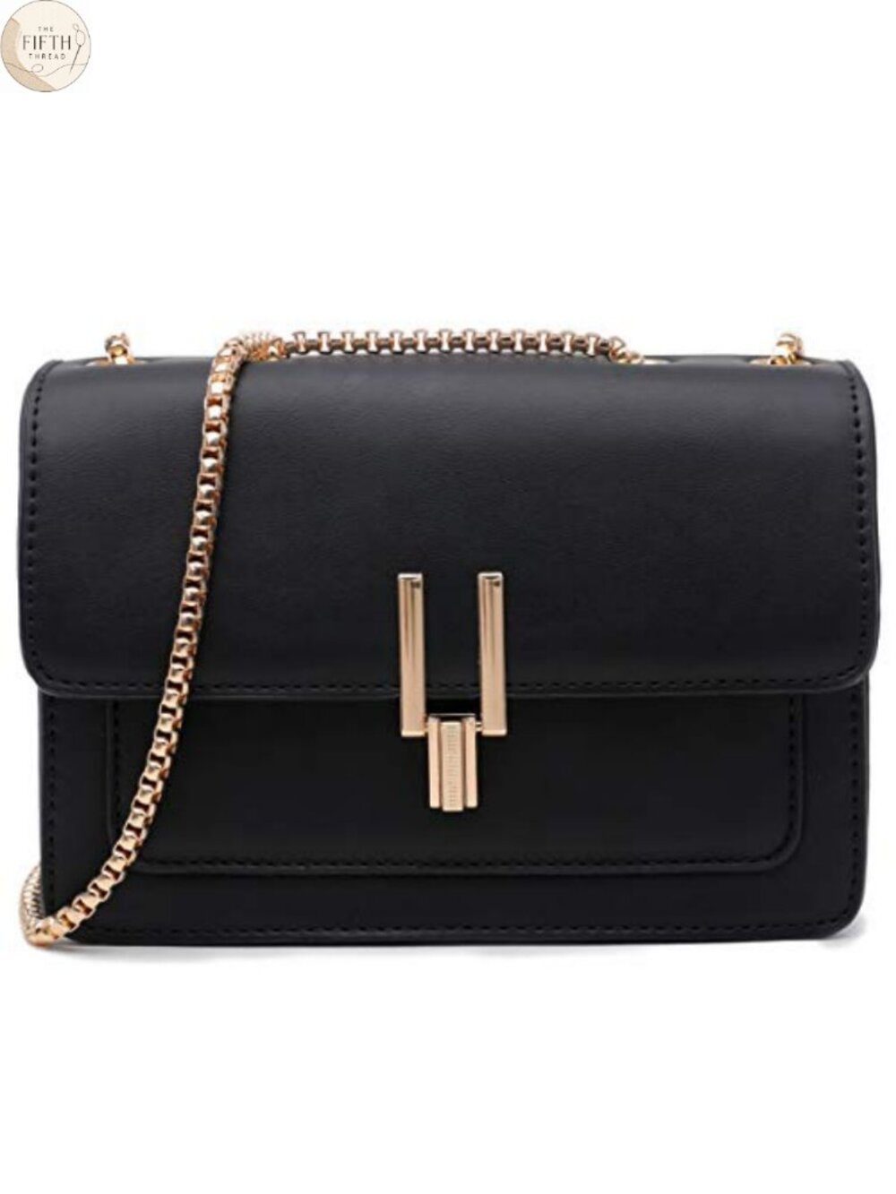 Faux Leather Color-Block Crossbody Bag Turn Lock Satchel Purse